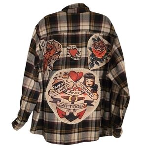 Upcycled Hand Crafted On A Brown Plaid Hobbs Creek Flannel Size 2X In EUC